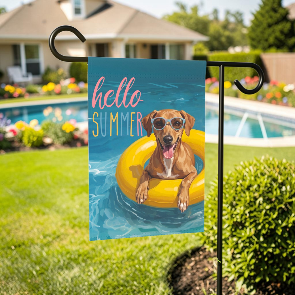 Hello Summer Azawakh Garden Flag