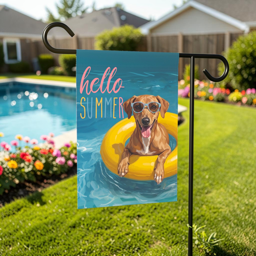 Hello Summer Azawakh Garden Flag