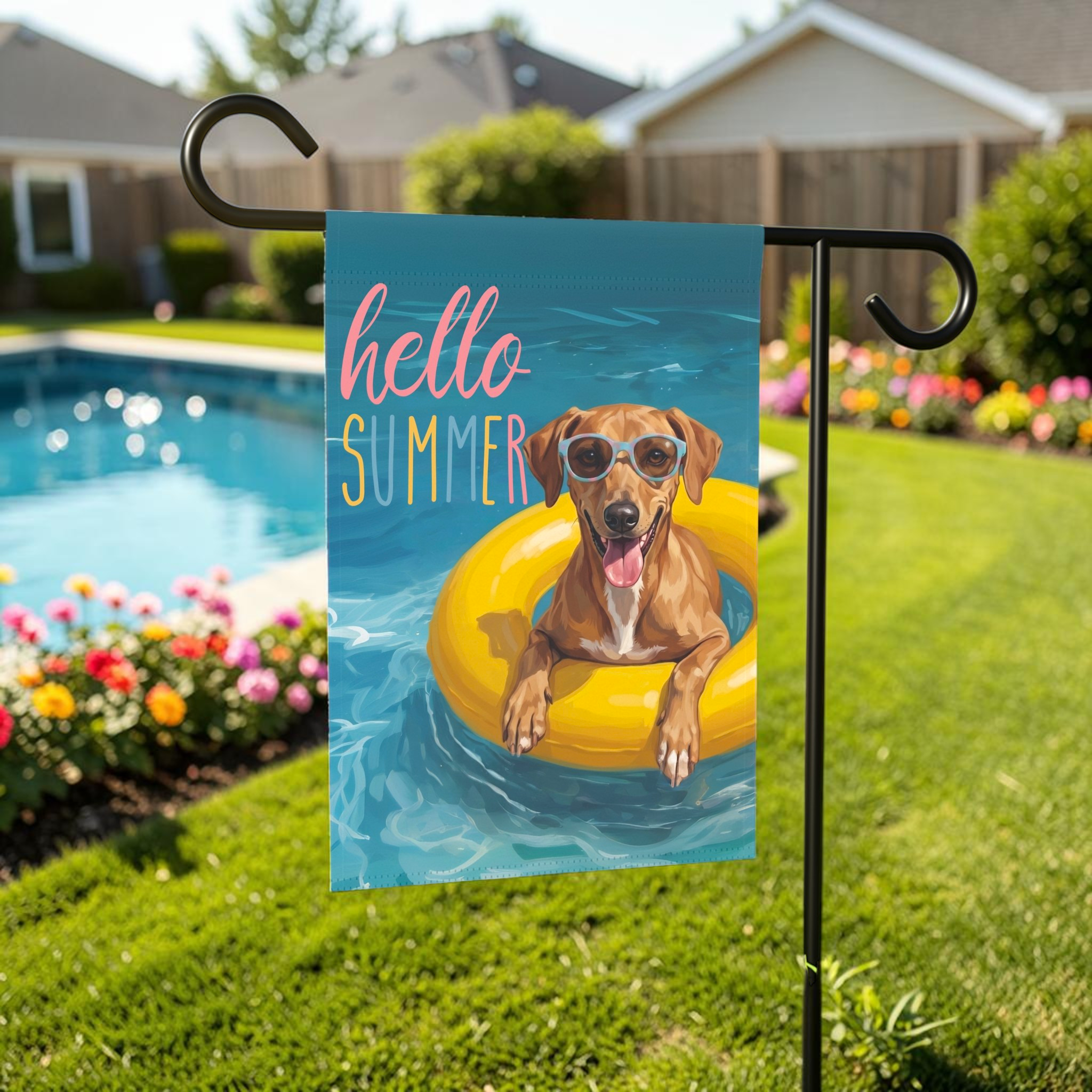 Hello Summer Azawakh Garden Flag