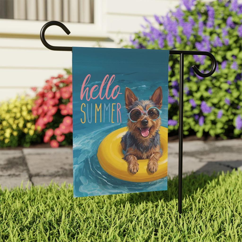 Hello Summer Australian Terrier Garden Flag