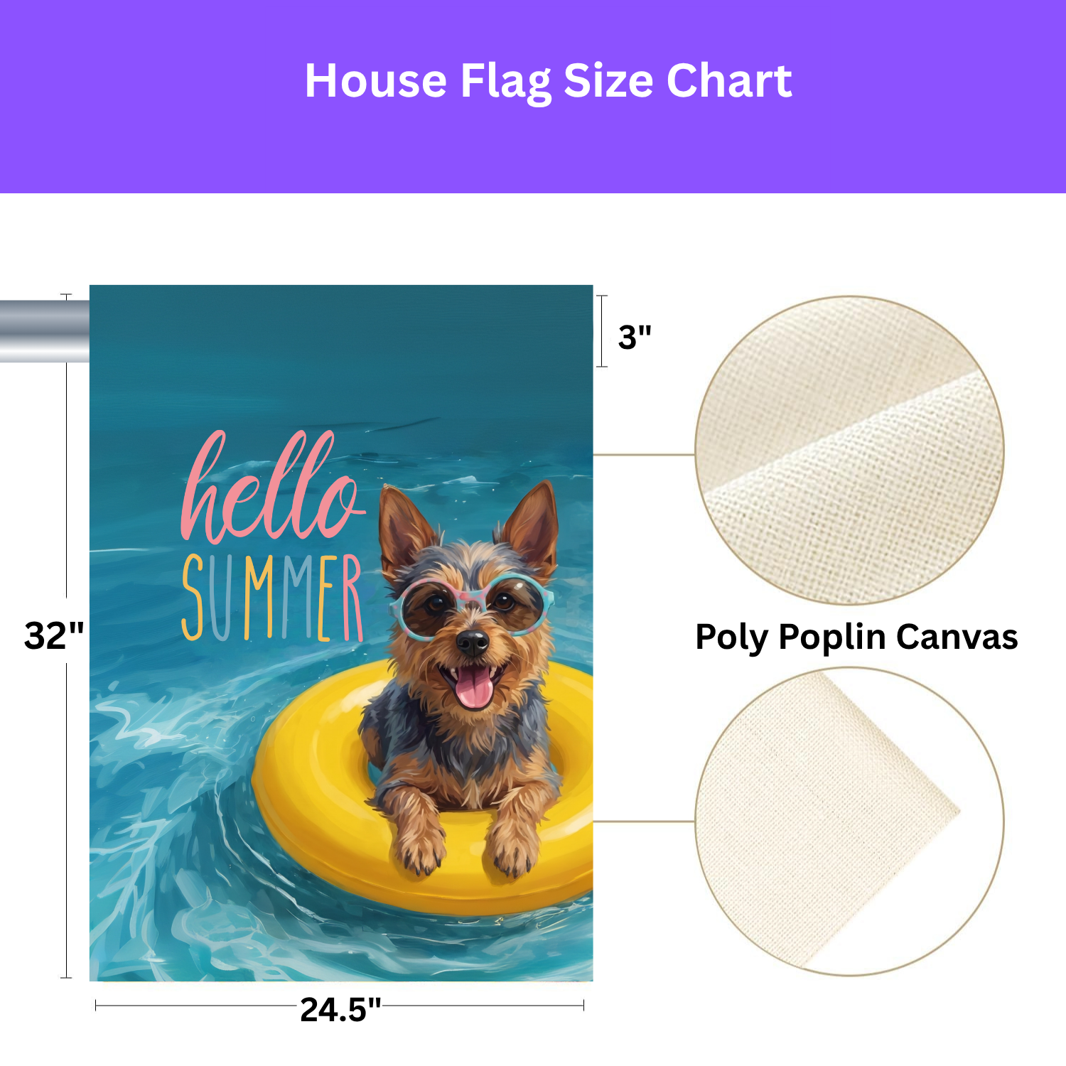 Hello Summer Australian Terrier Garden Flag