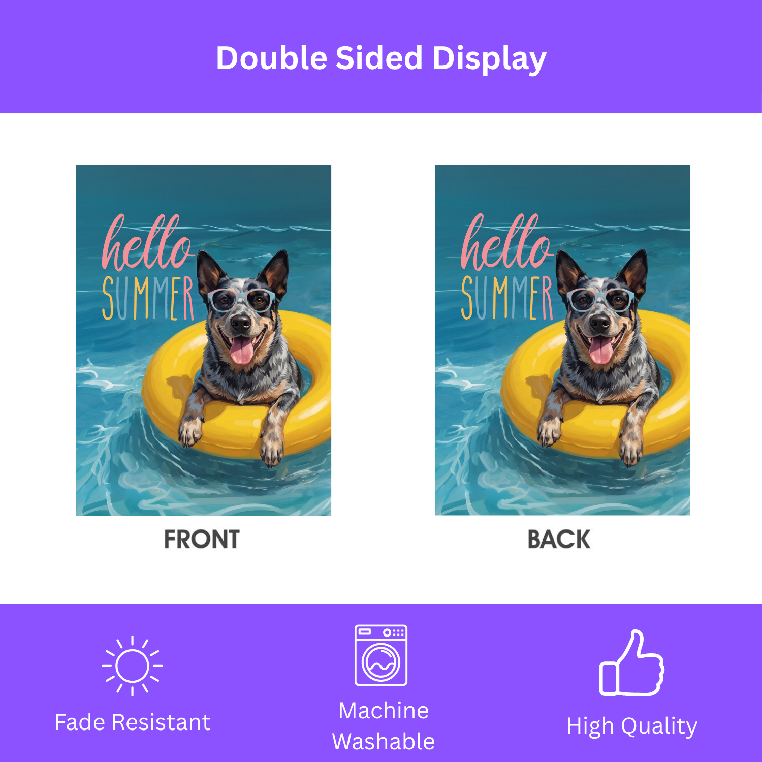 Hello Summer Australian Stumpy Tail Cattle Dog Garden Flag