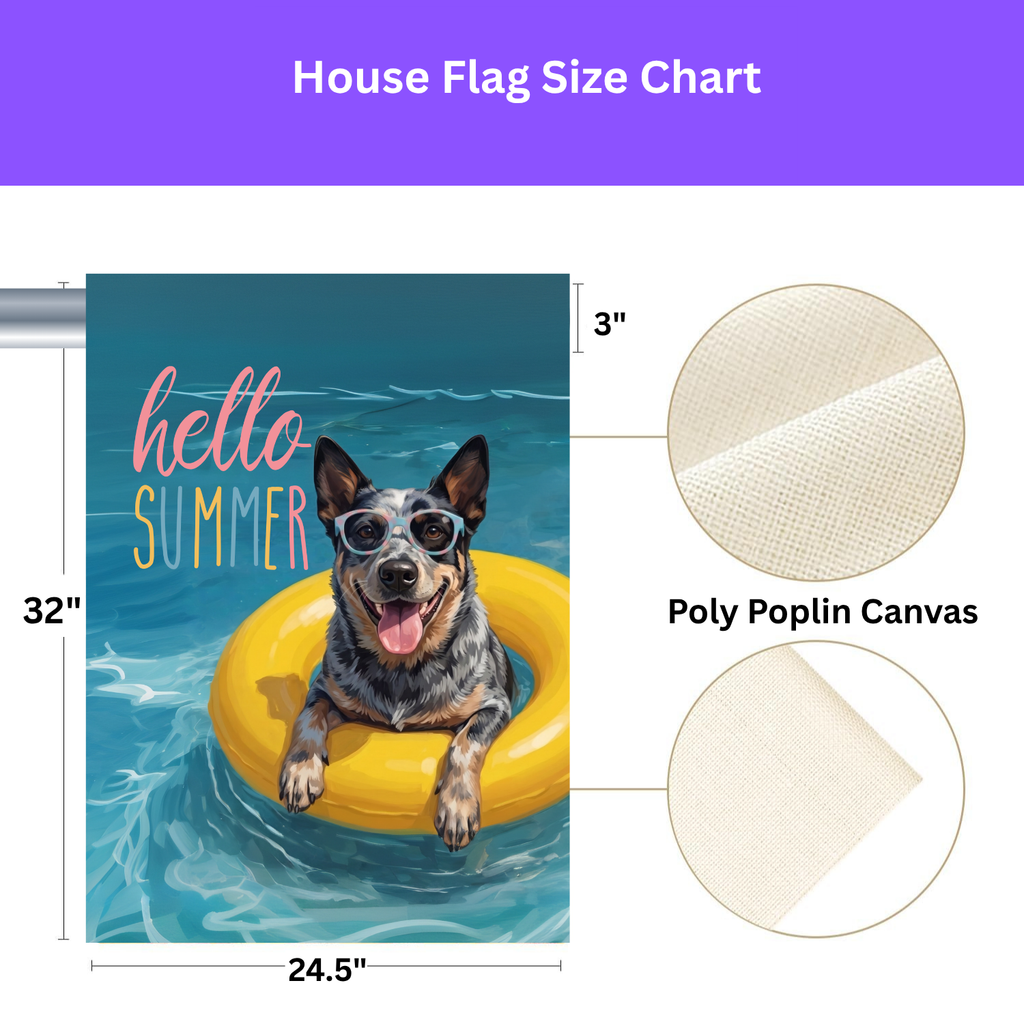 Hello Summer Australian Stumpy Tail Cattle Dog Garden Flag