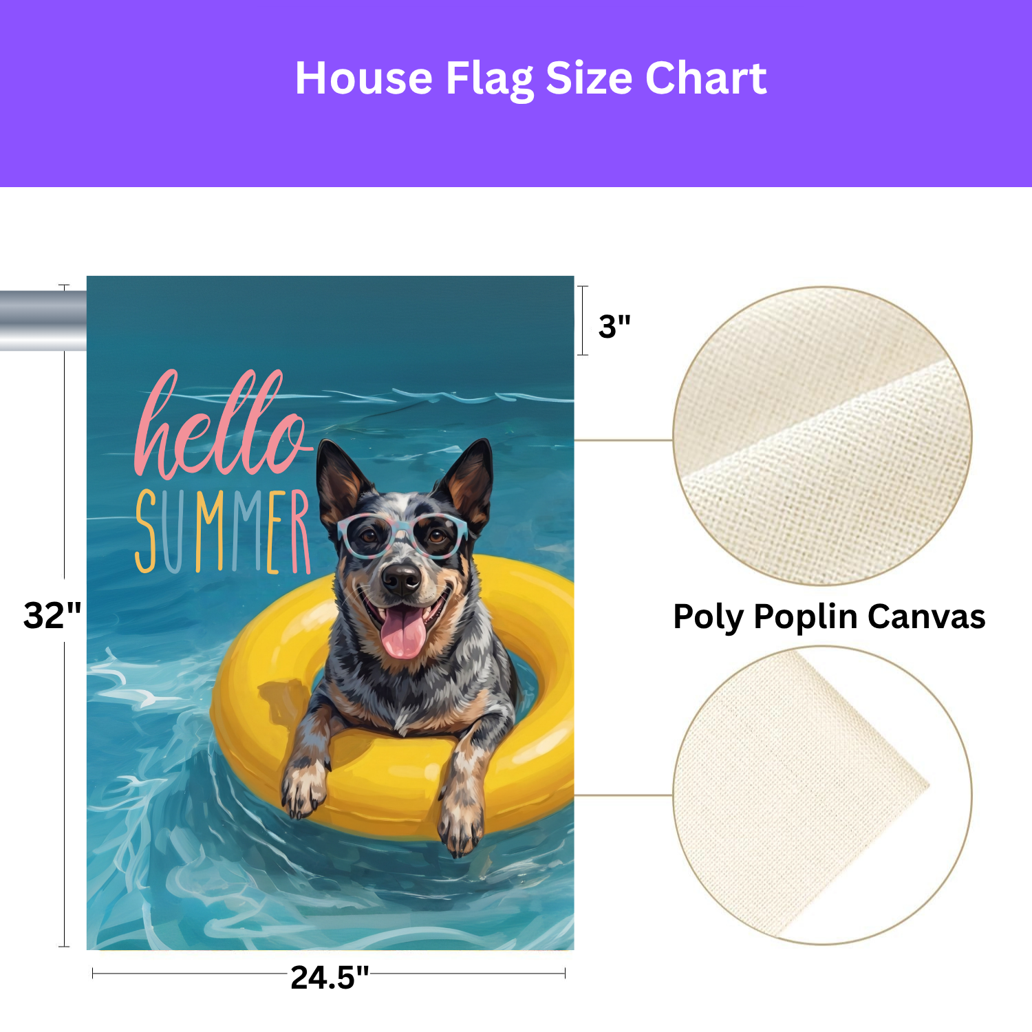 Hello Summer Australian Stumpy Tail Cattle Dog Garden Flag