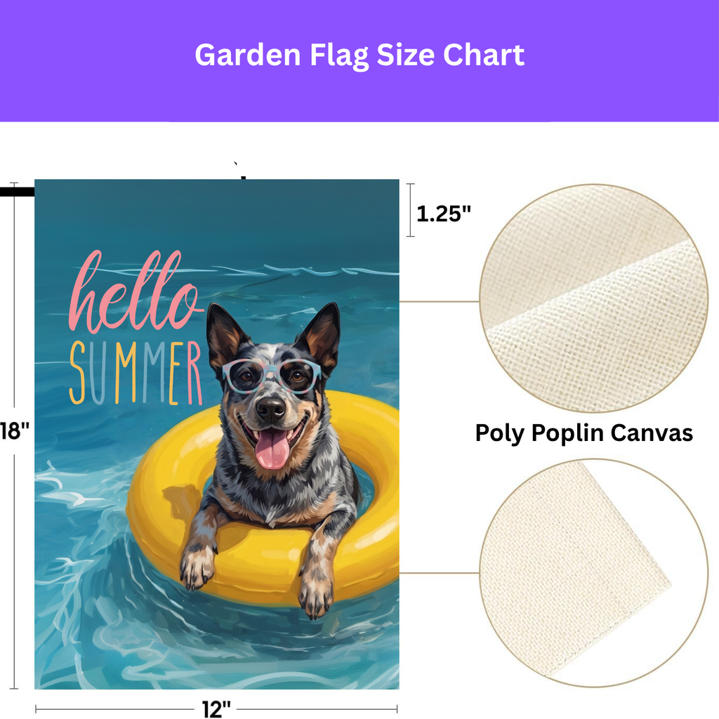 Hello Summer Australian Stumpy Tail Cattle Dog Garden Flag