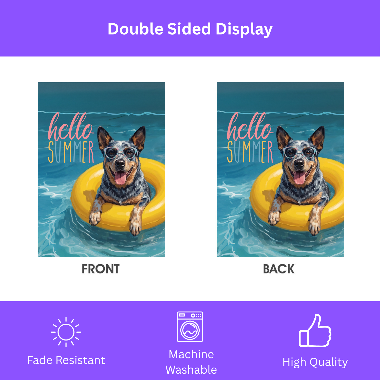 Hello Summer Australian Cattle Dog Garden Flag