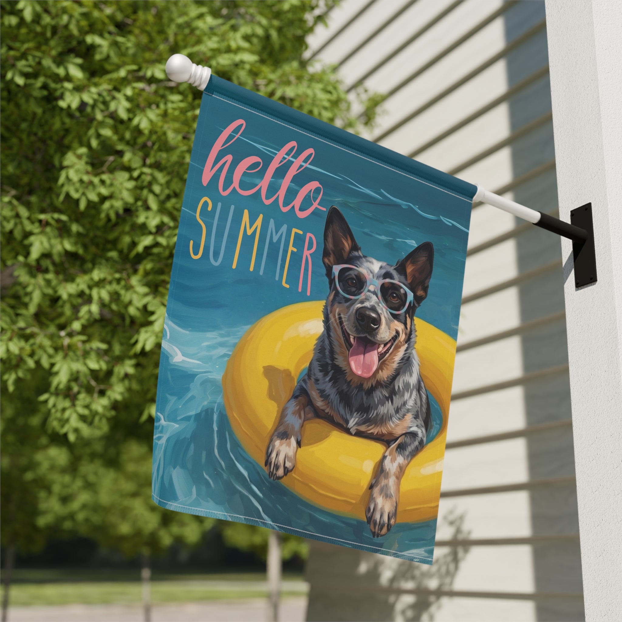 Hello Summer Australian Cattle Dog Garden Flag