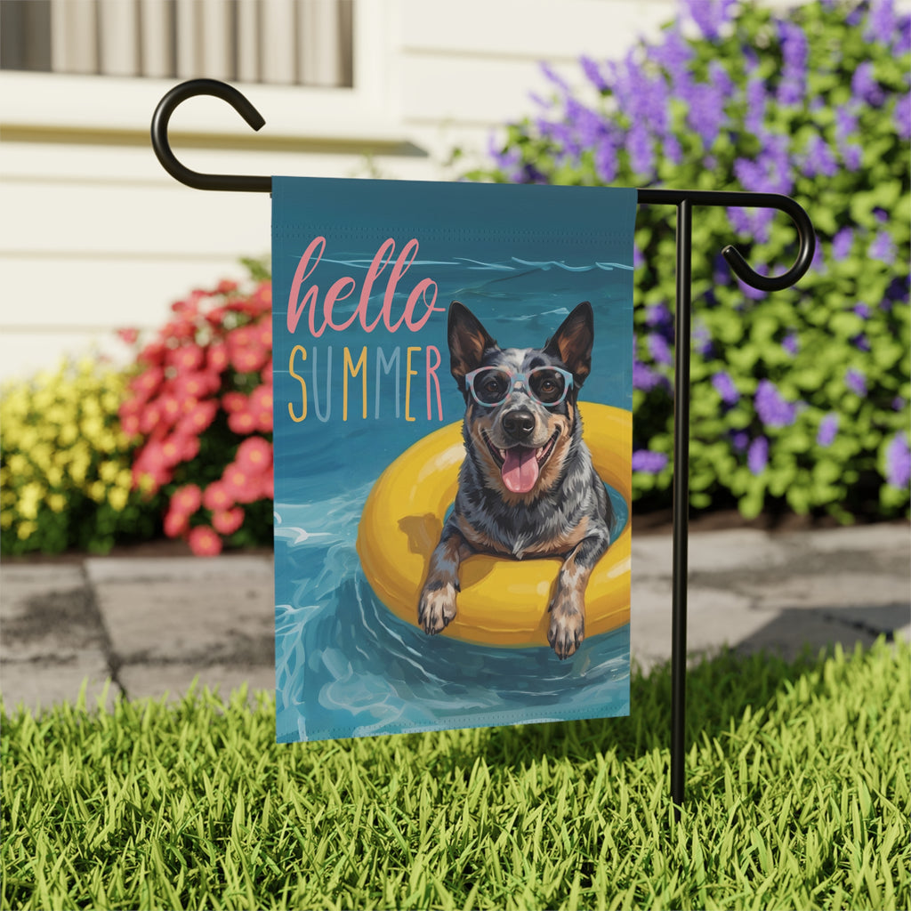 Hello Summer Australian Cattle Dog Garden Flag