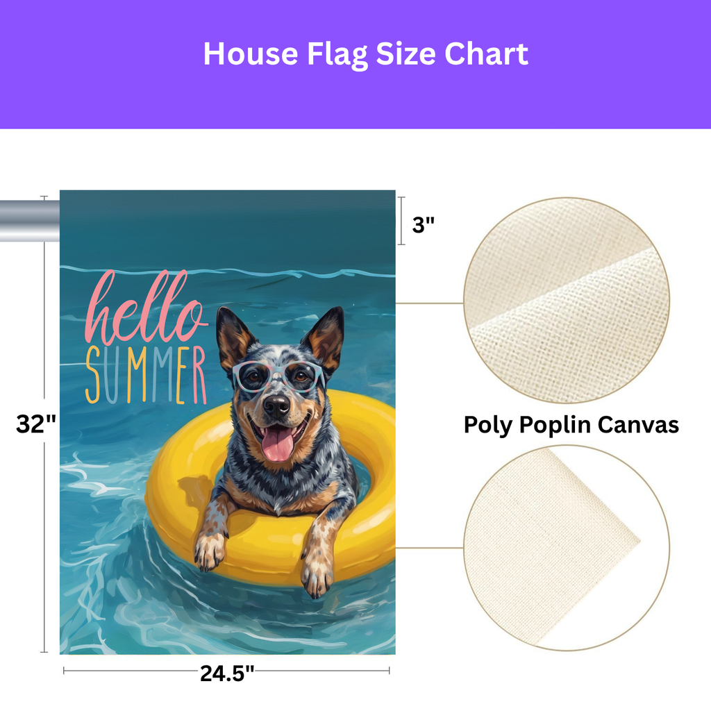 Hello Summer Australian Cattle Dog Garden Flag