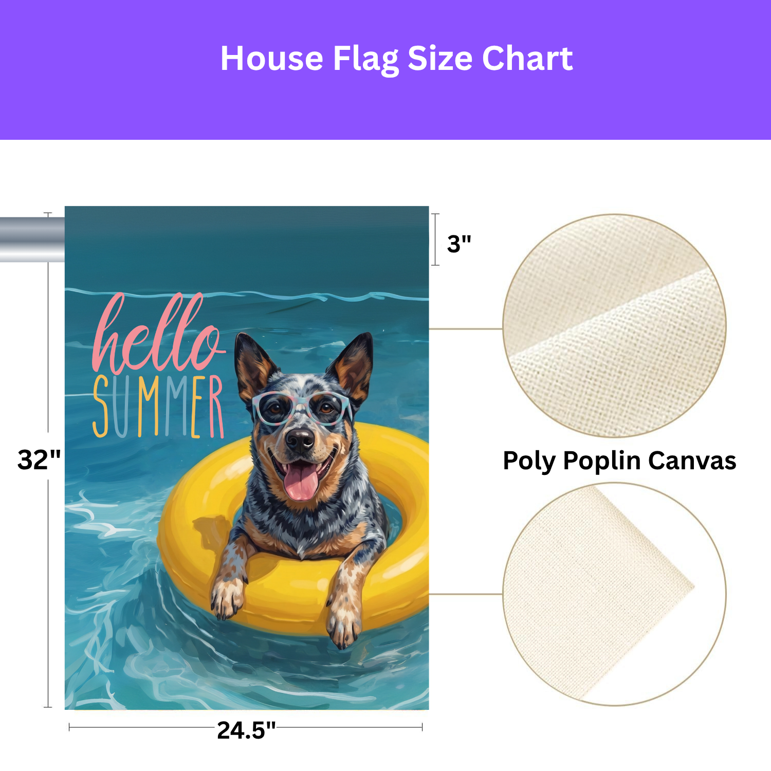 Hello Summer Australian Cattle Dog Garden Flag