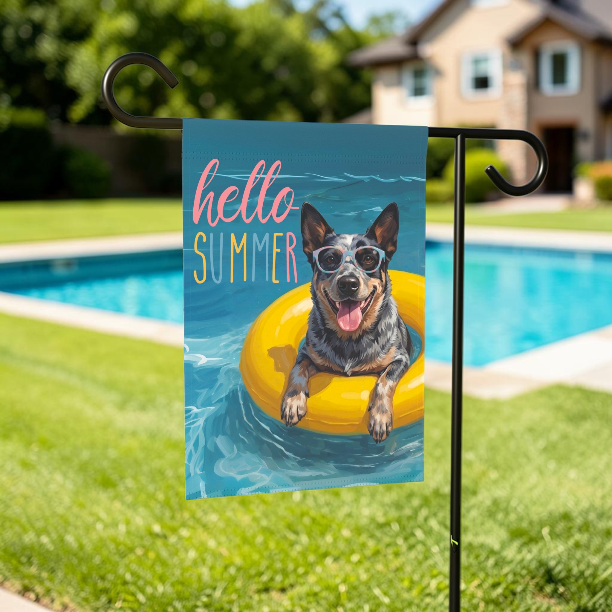 Hello Summer Australian Cattle Dog Garden Flag