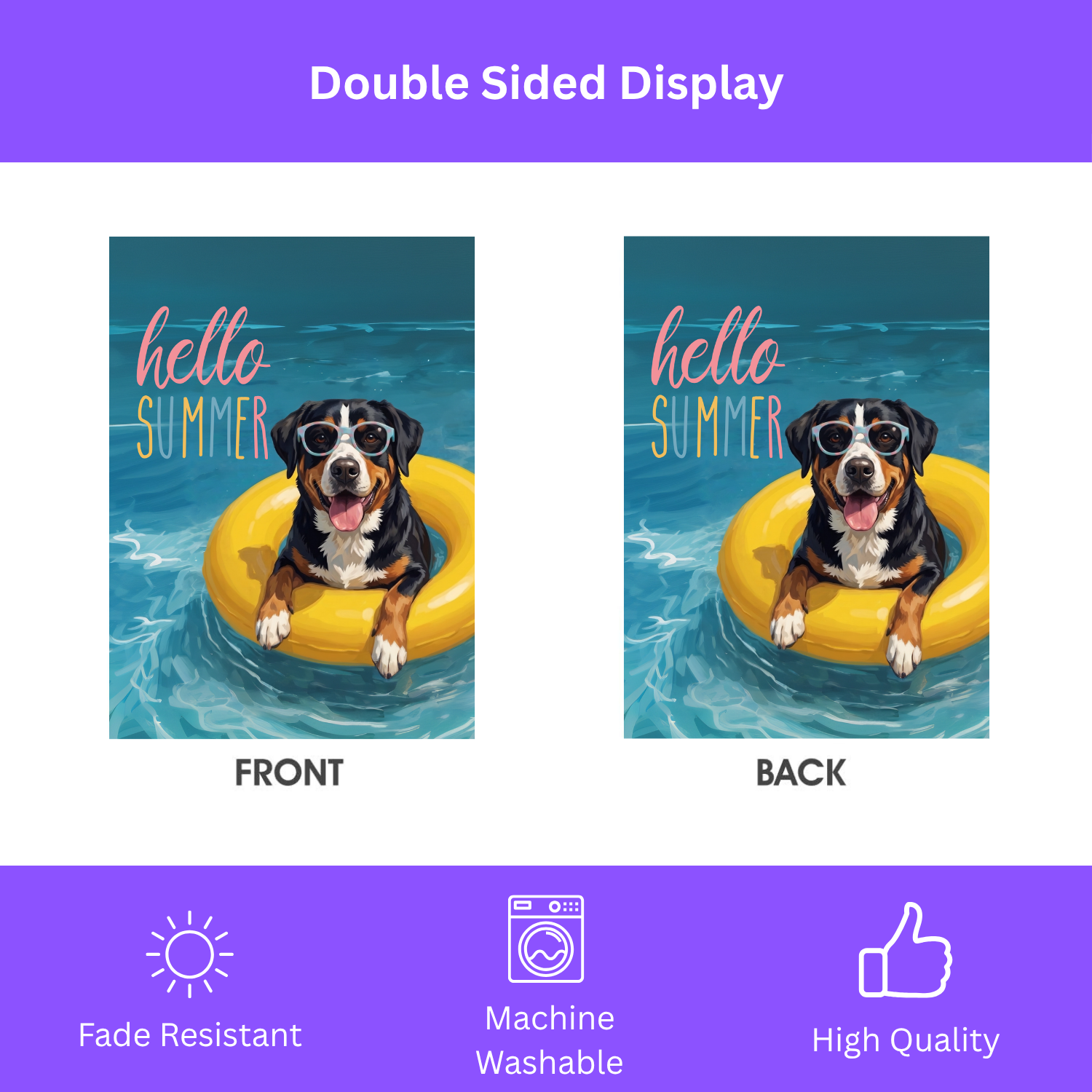 Hello Summer Appenzeller Sennenhund Garden Flag