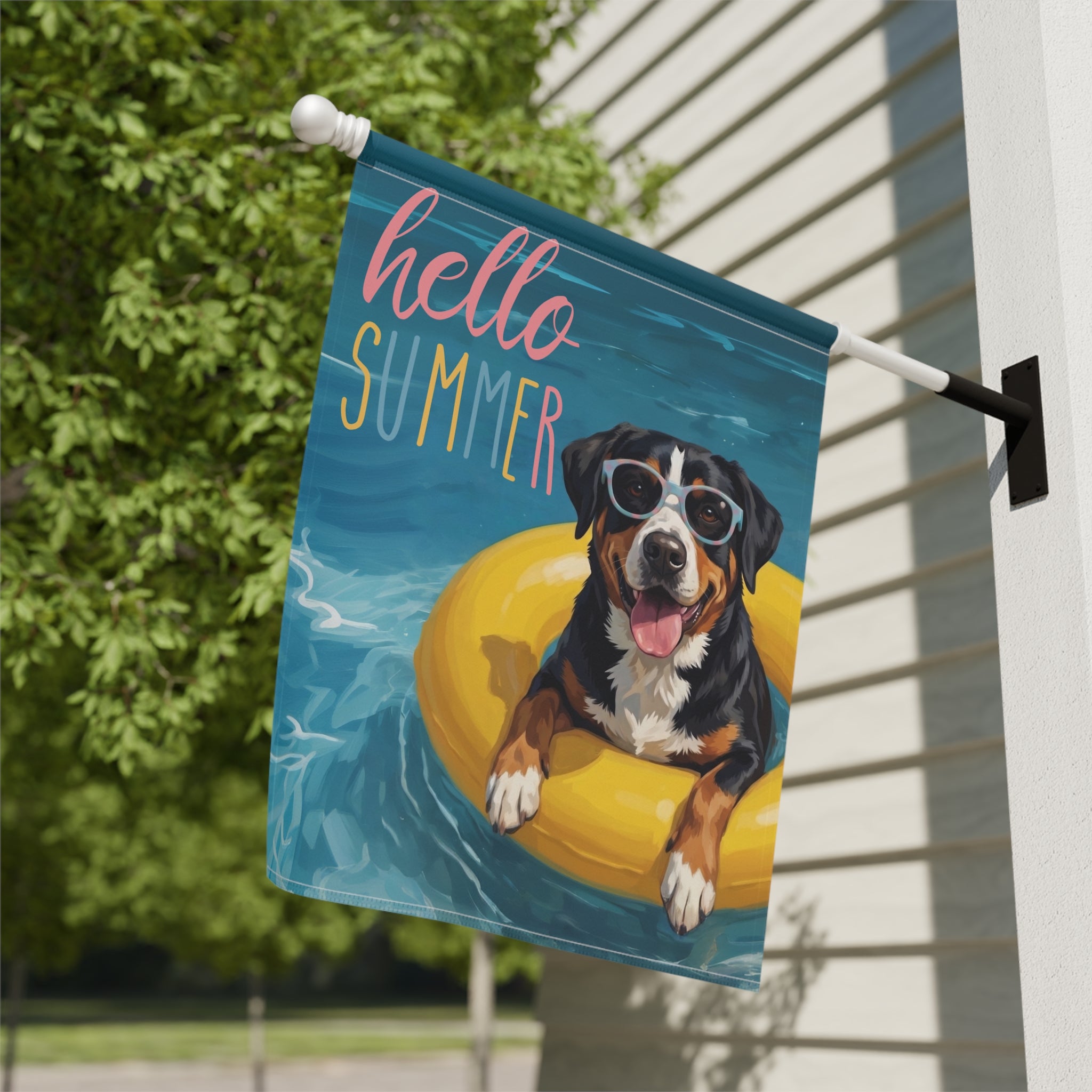 Hello Summer Appenzeller Sennenhund Garden Flag