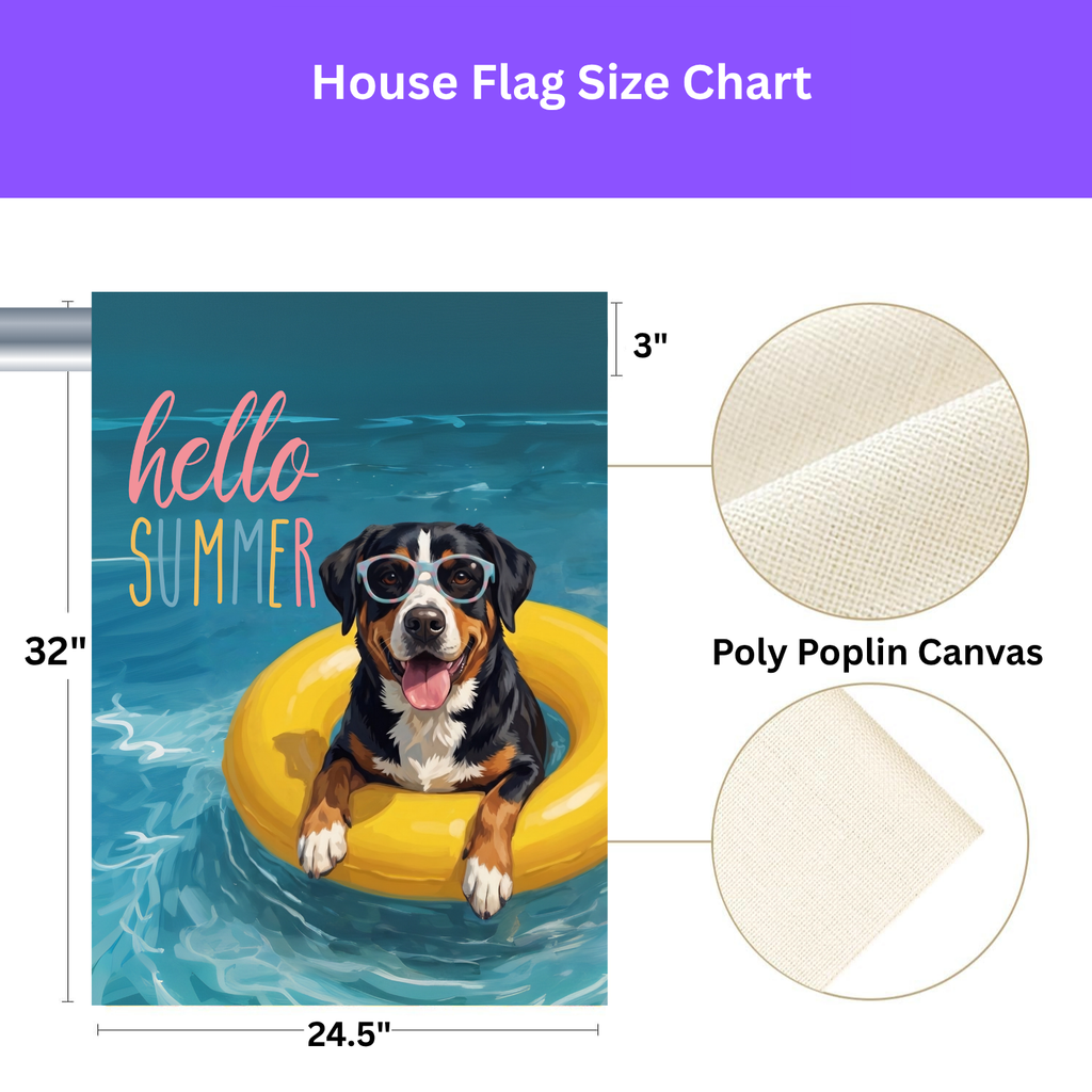 Hello Summer Appenzeller Sennenhund Garden Flag