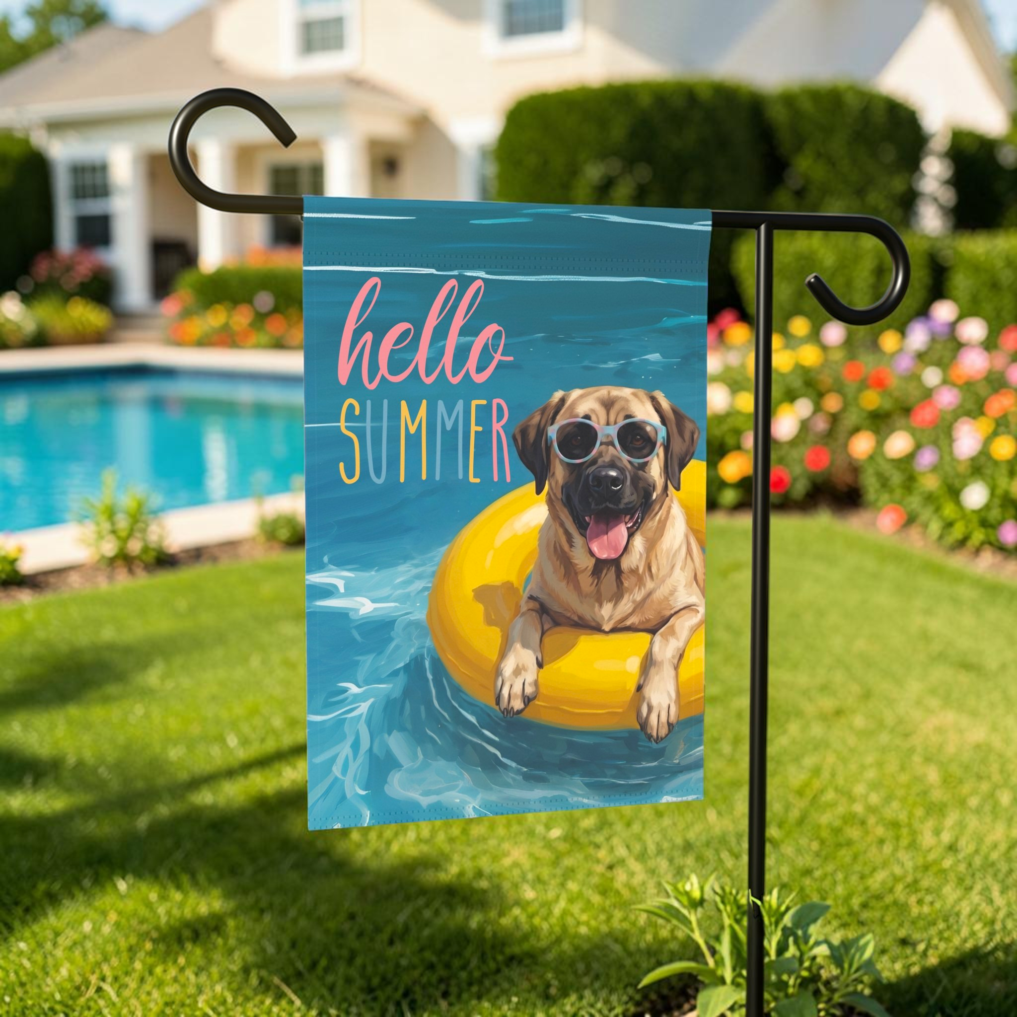 Hello Summer Anatolian Shepherd Dog Garden Flag