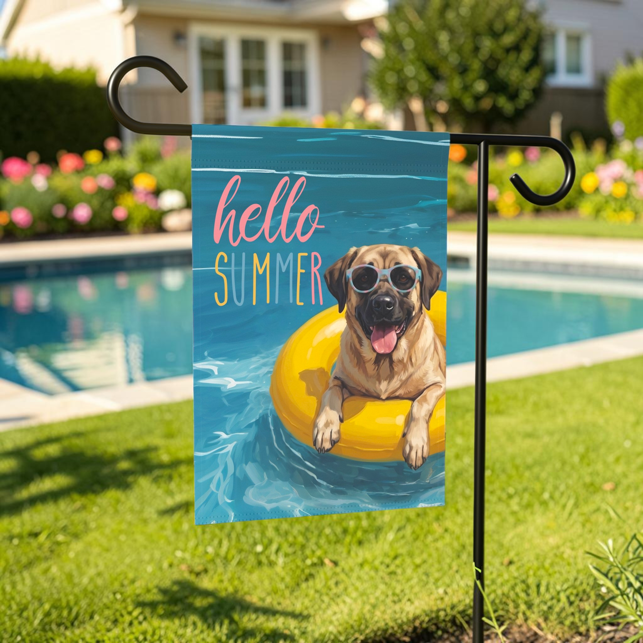 Hello Summer Anatolian Shepherd Dog Garden Flag