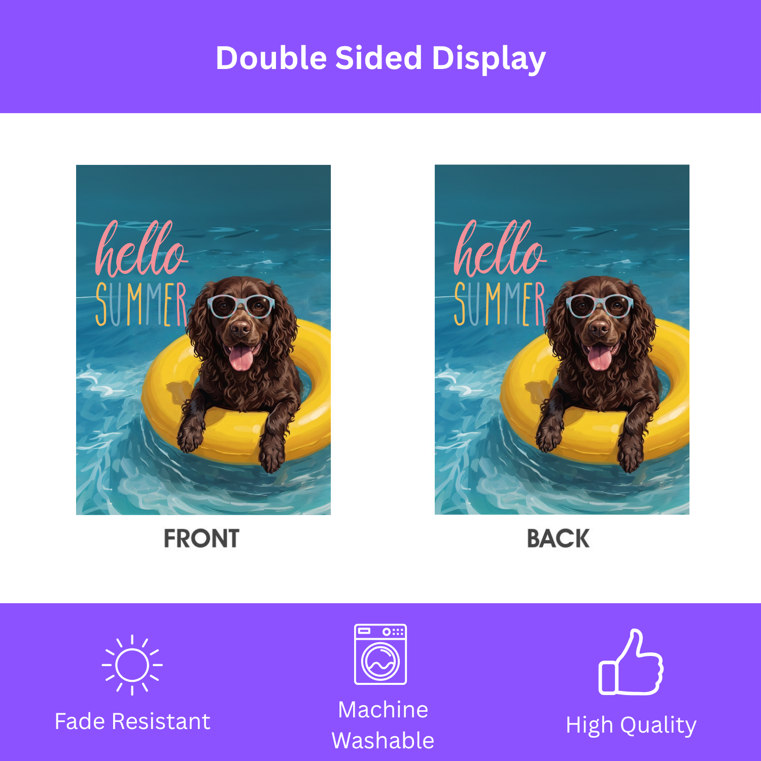 Hello Summer American Water Spaniel Garden Flag