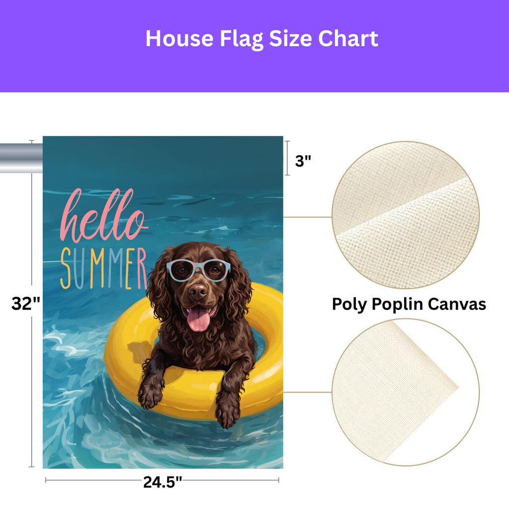 Hello Summer American Water Spaniel Garden Flag