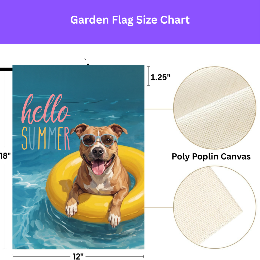 Hello Summer American Staffordshire Terrier Garden Flag