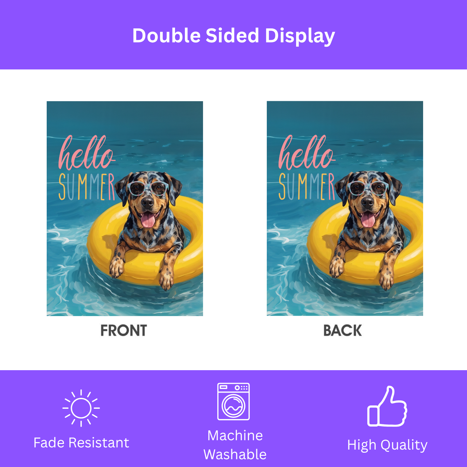 Hello Summer American Leopard Hound Garden Flag