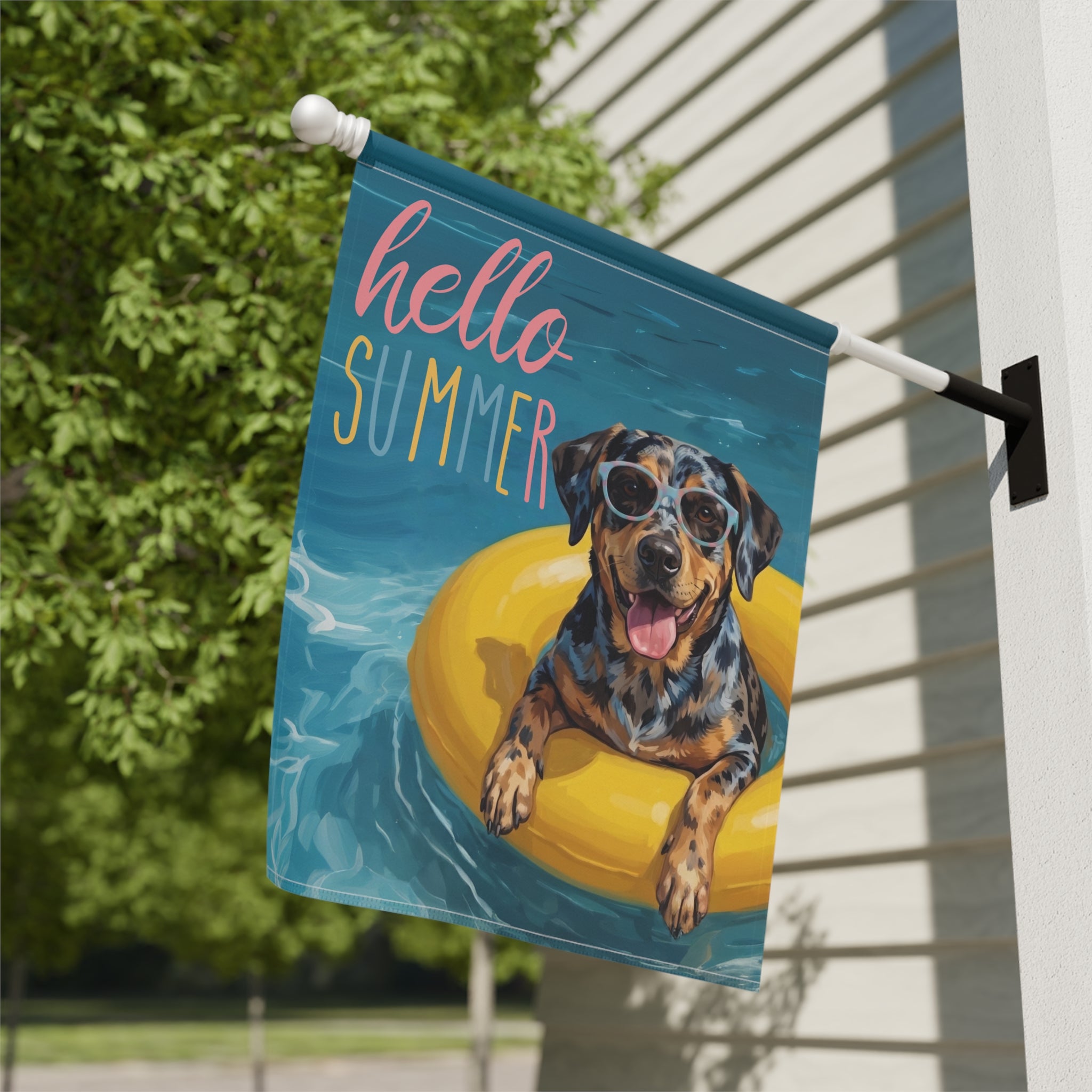 Hello Summer American Leopard Hound Garden Flag