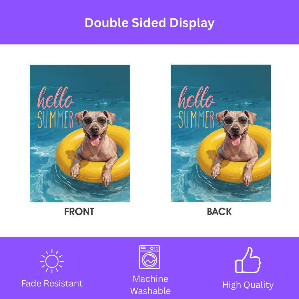 Hello Summer American Hairless Terrier Garden Flag