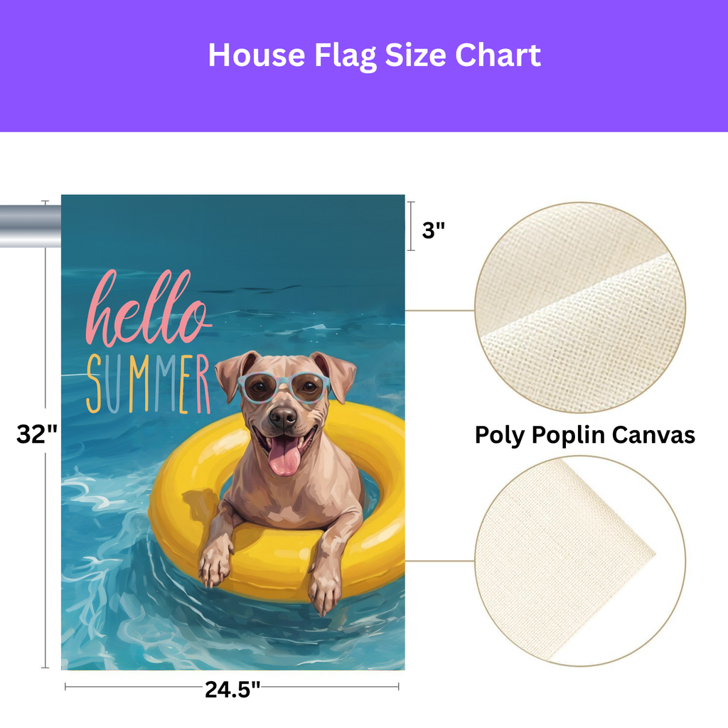 Hello Summer American Hairless Terrier Garden Flag