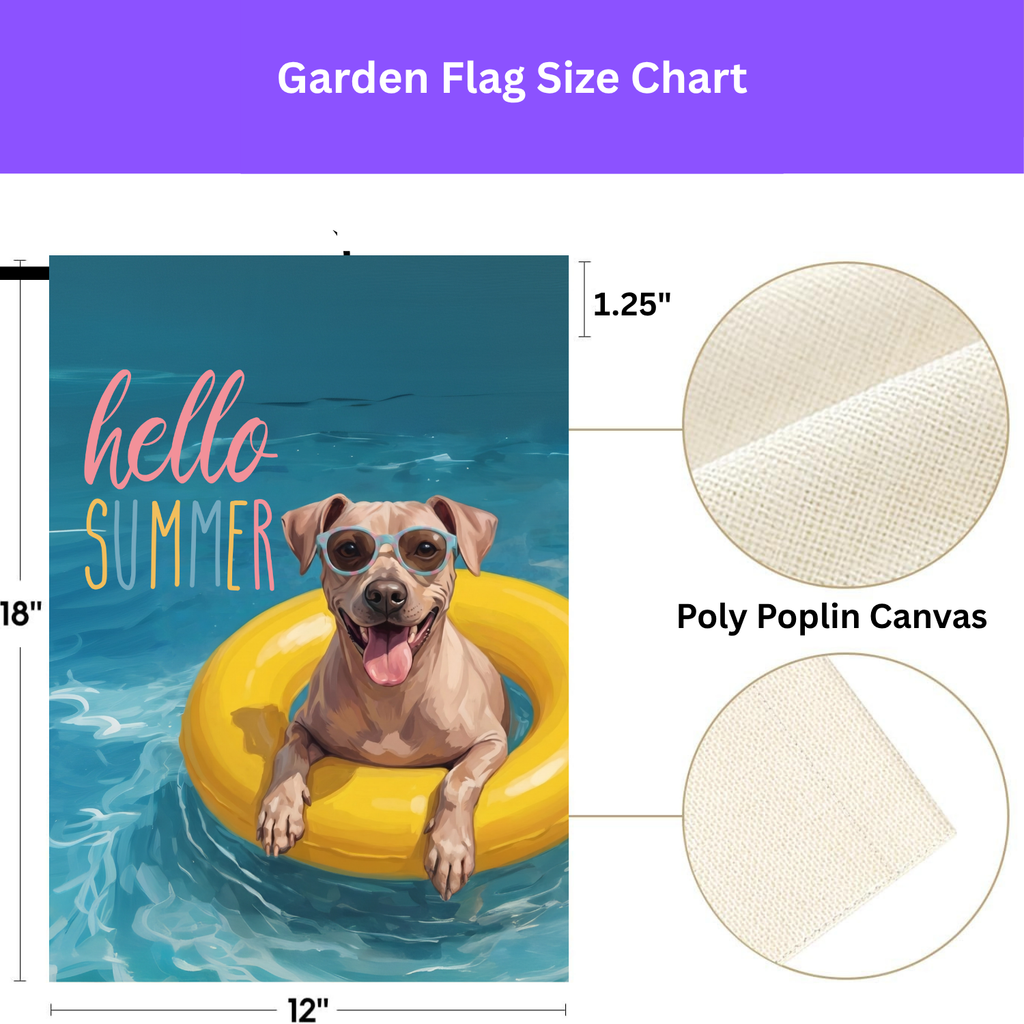 Hello Summer American Hairless Terrier Garden Flag
