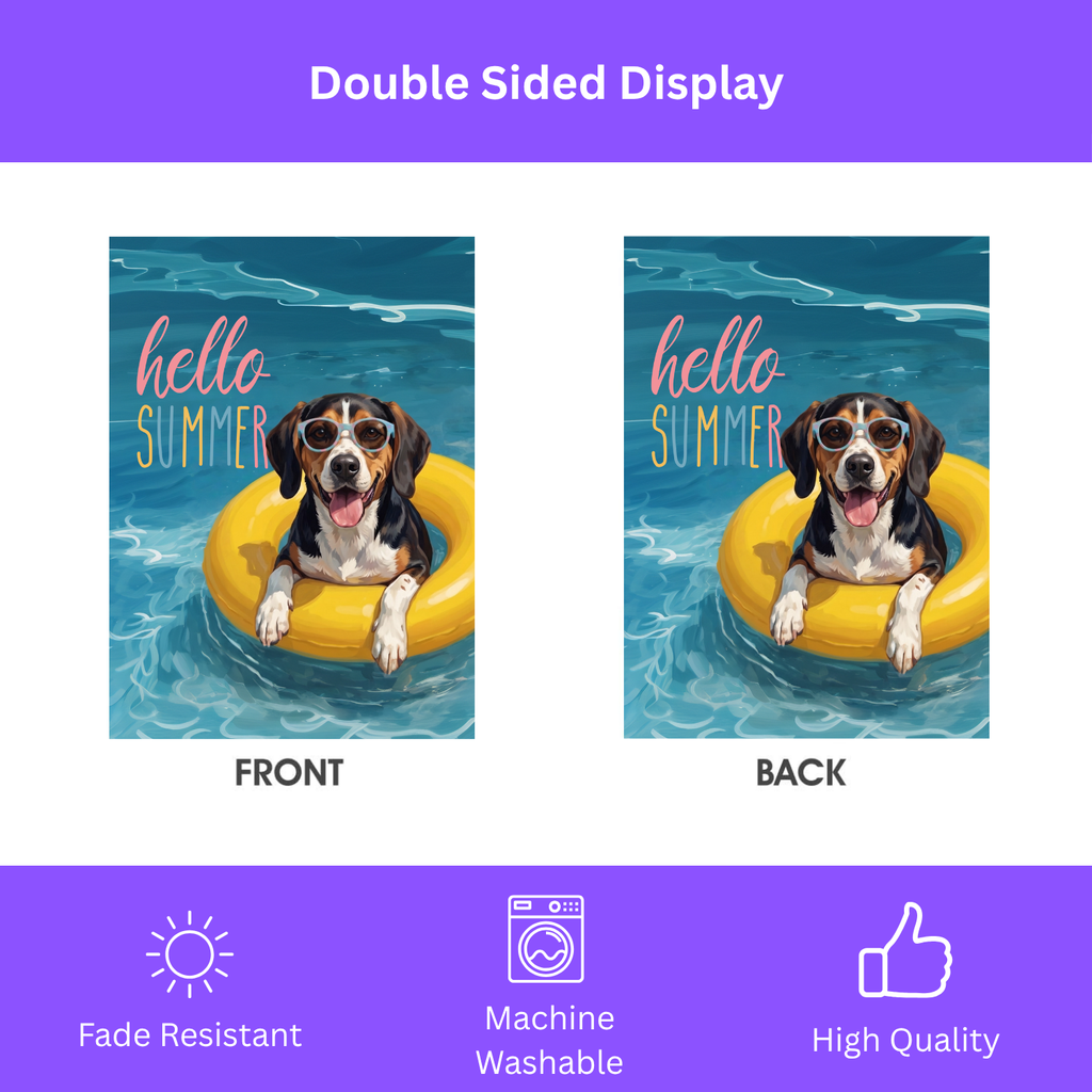 Hello Summer American Foxhound Garden Flag