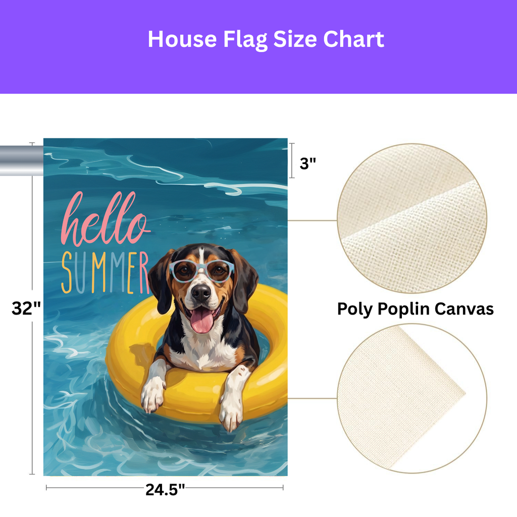 Hello Summer American Foxhound Garden Flag
