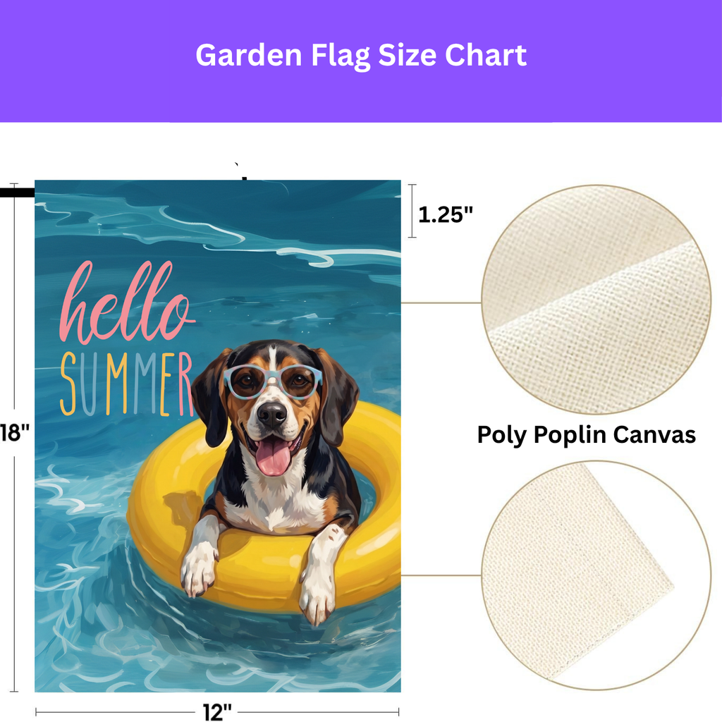 Hello Summer American Foxhound Garden Flag