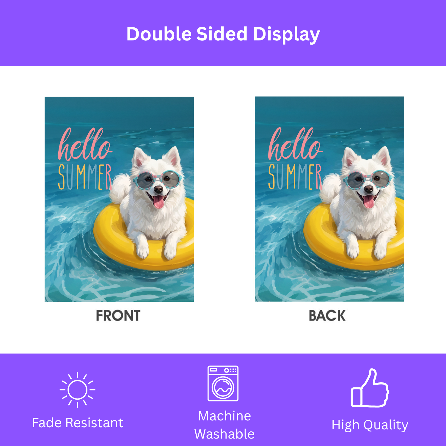 Hello Summer American Eskimo Dog Garden Flag