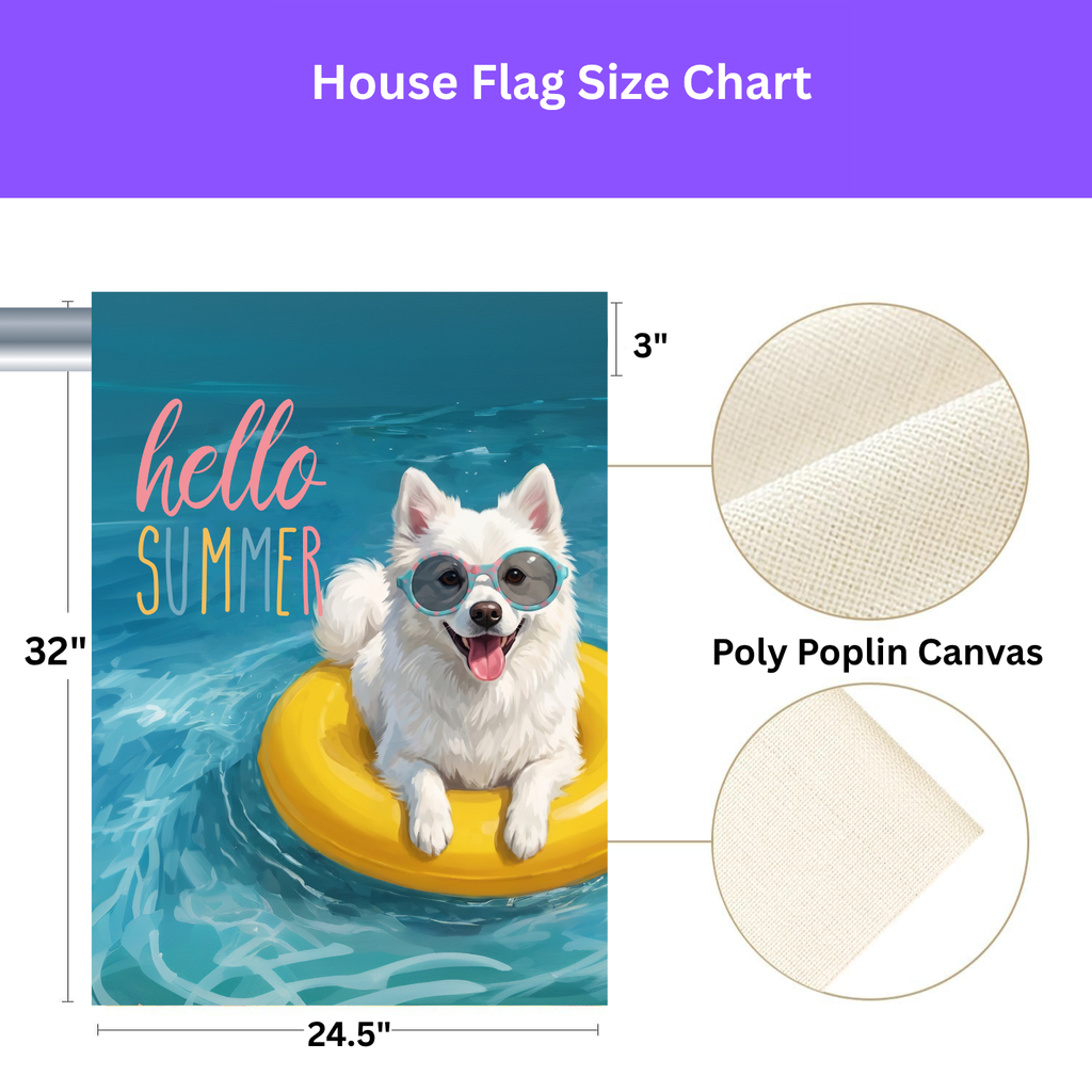 Hello Summer American Eskimo Dog Garden Flag