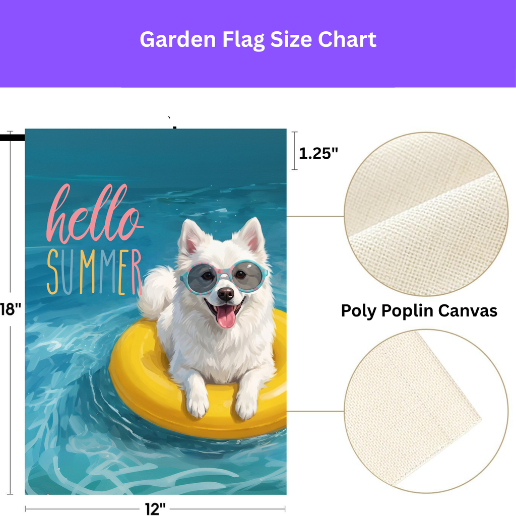 Hello Summer American Eskimo Dog Garden Flag