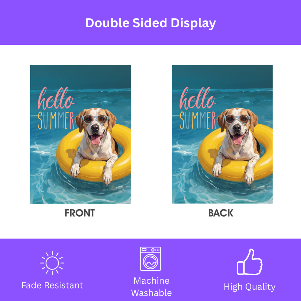 Hello Summer American English Coonhound Garden Flag