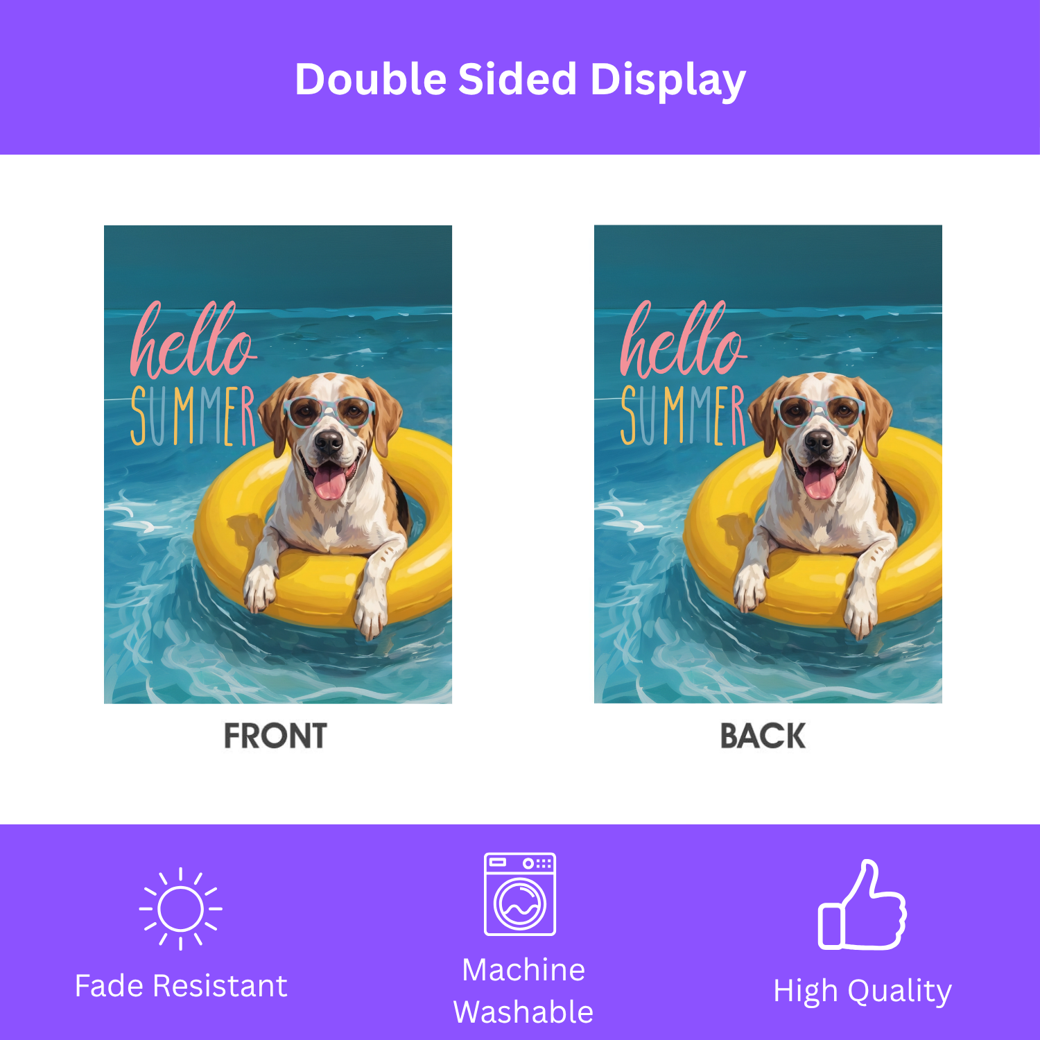 Hello Summer American English Coonhound Garden Flag