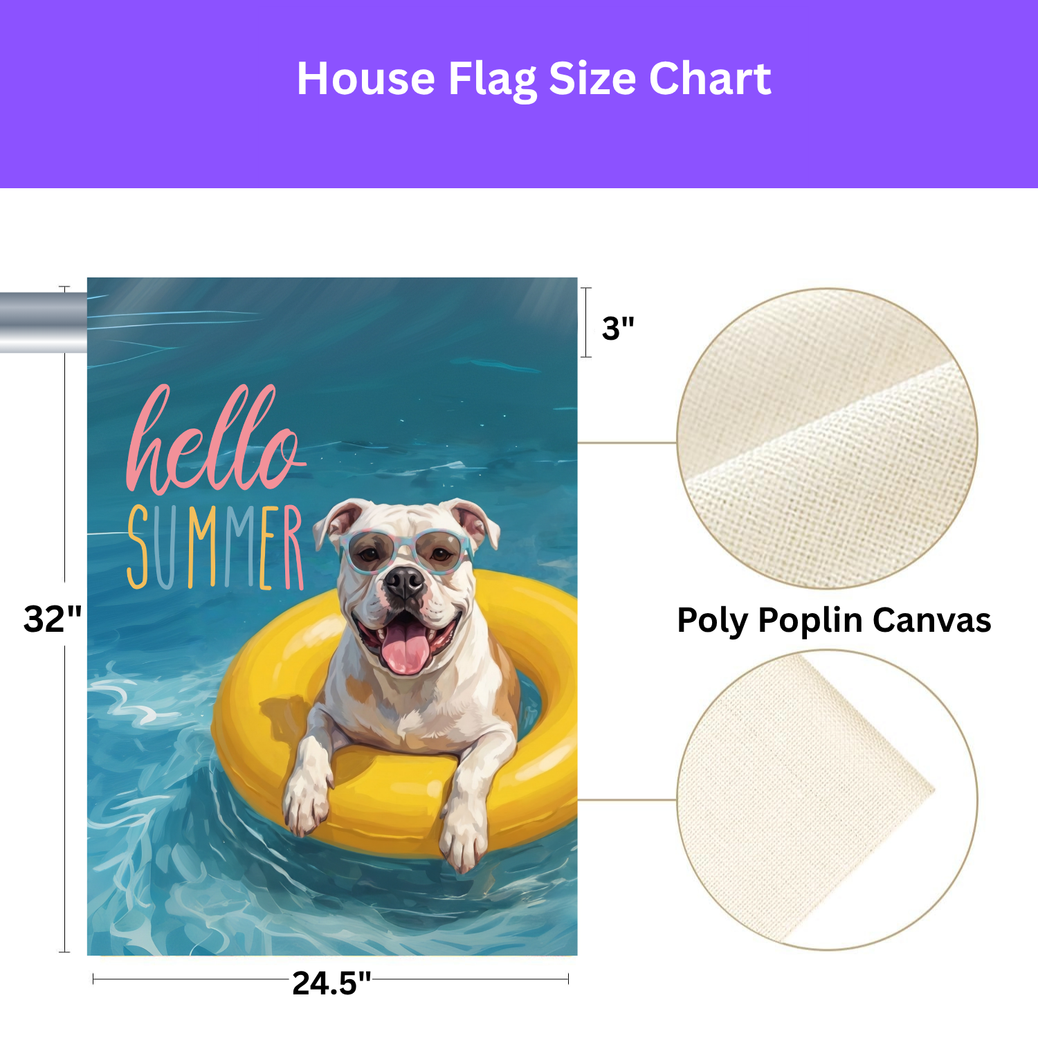 Hello Summer American Bulldog Garden Flag