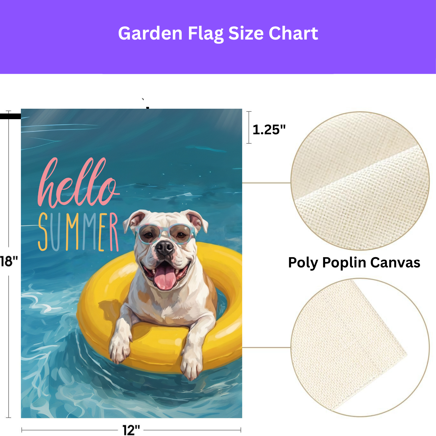 Hello Summer American Bulldog Garden Flag