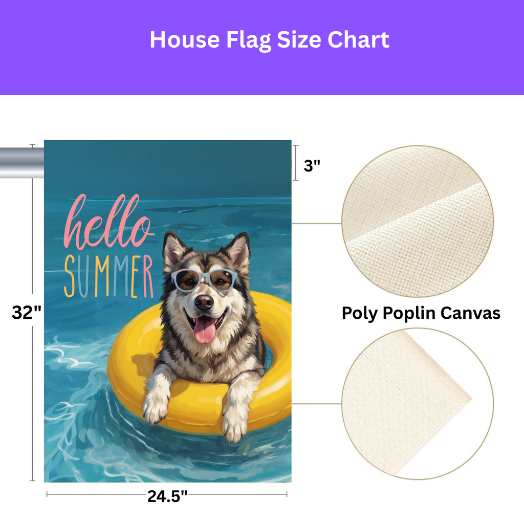 Hello Summer Alaskan Malamute Garden Flag