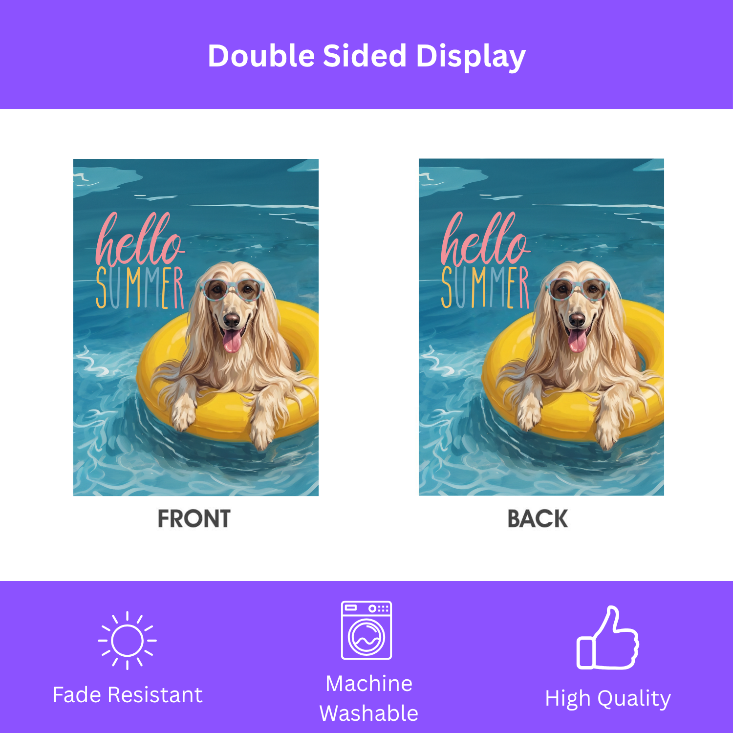 Hello Summer Afghan Hound Garden Flag