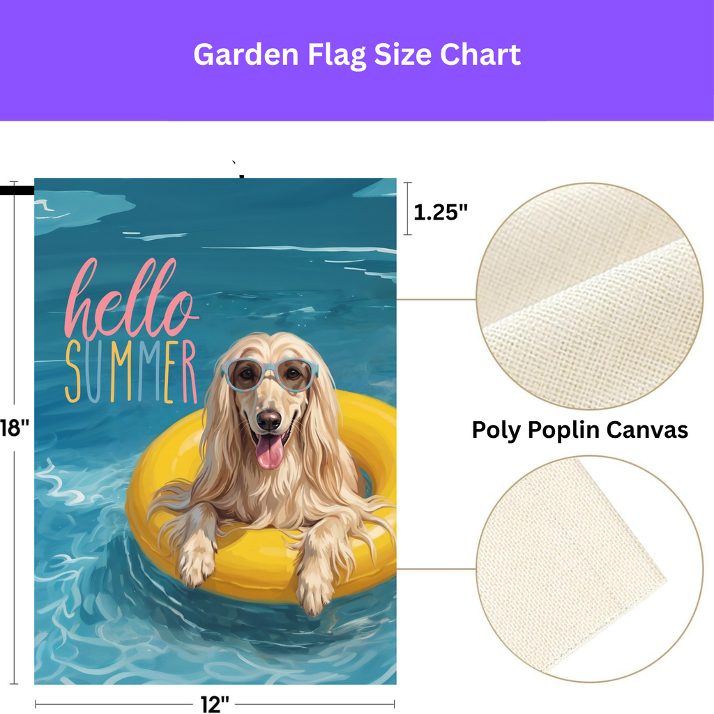 Hello Summer Afghan Hound Garden Flag