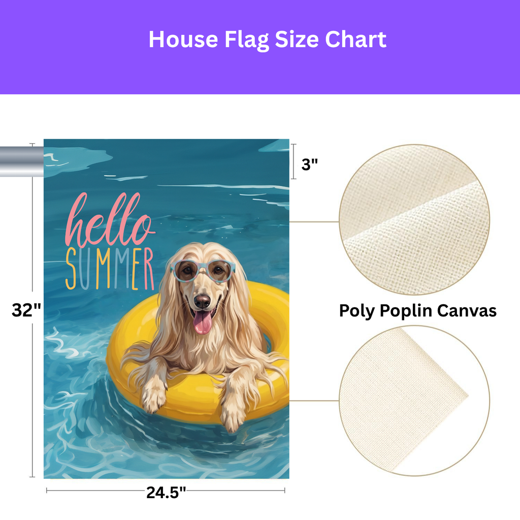 Hello Summer Afghan Hound Garden Flag