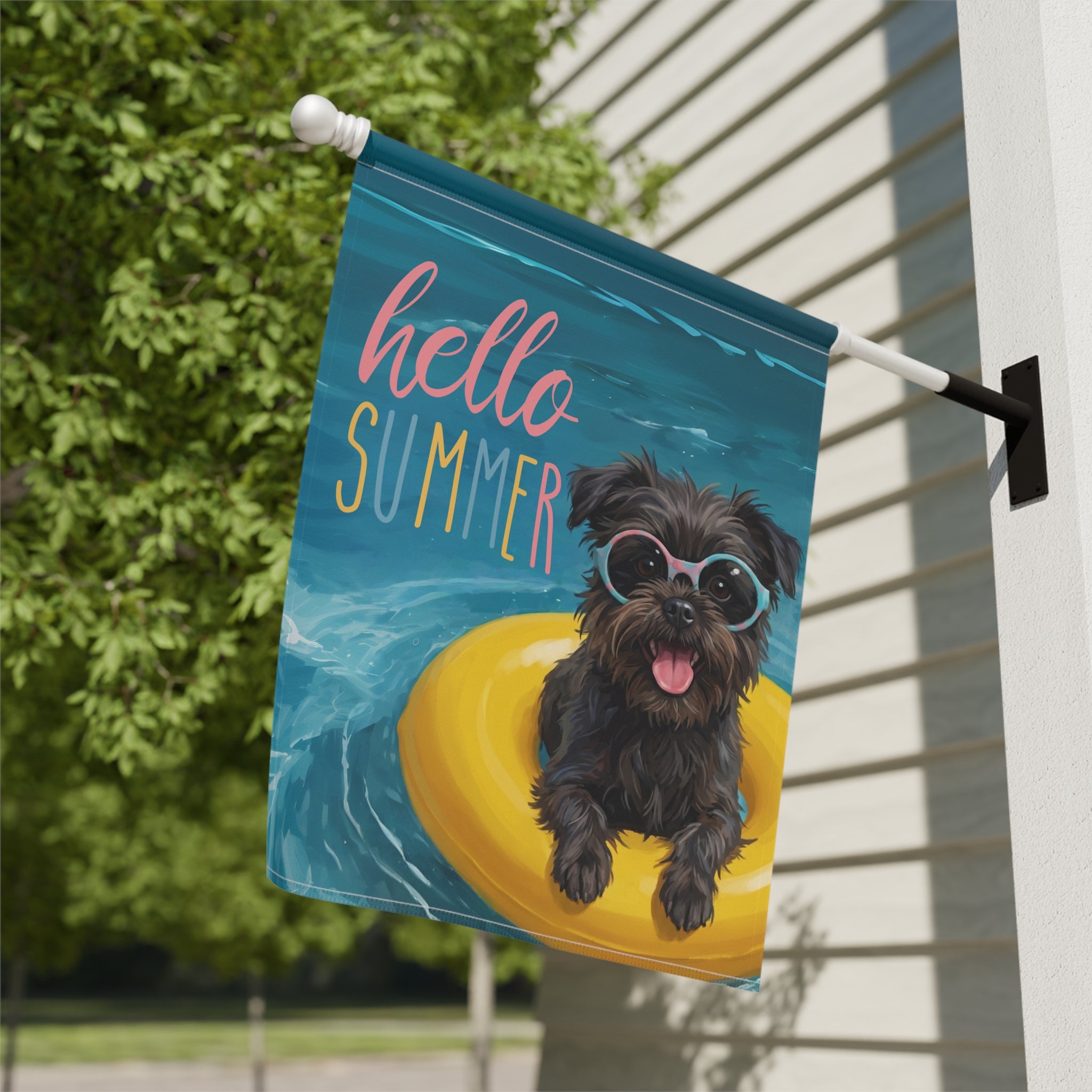 Hello Summer Affenpinscher Garden Flag