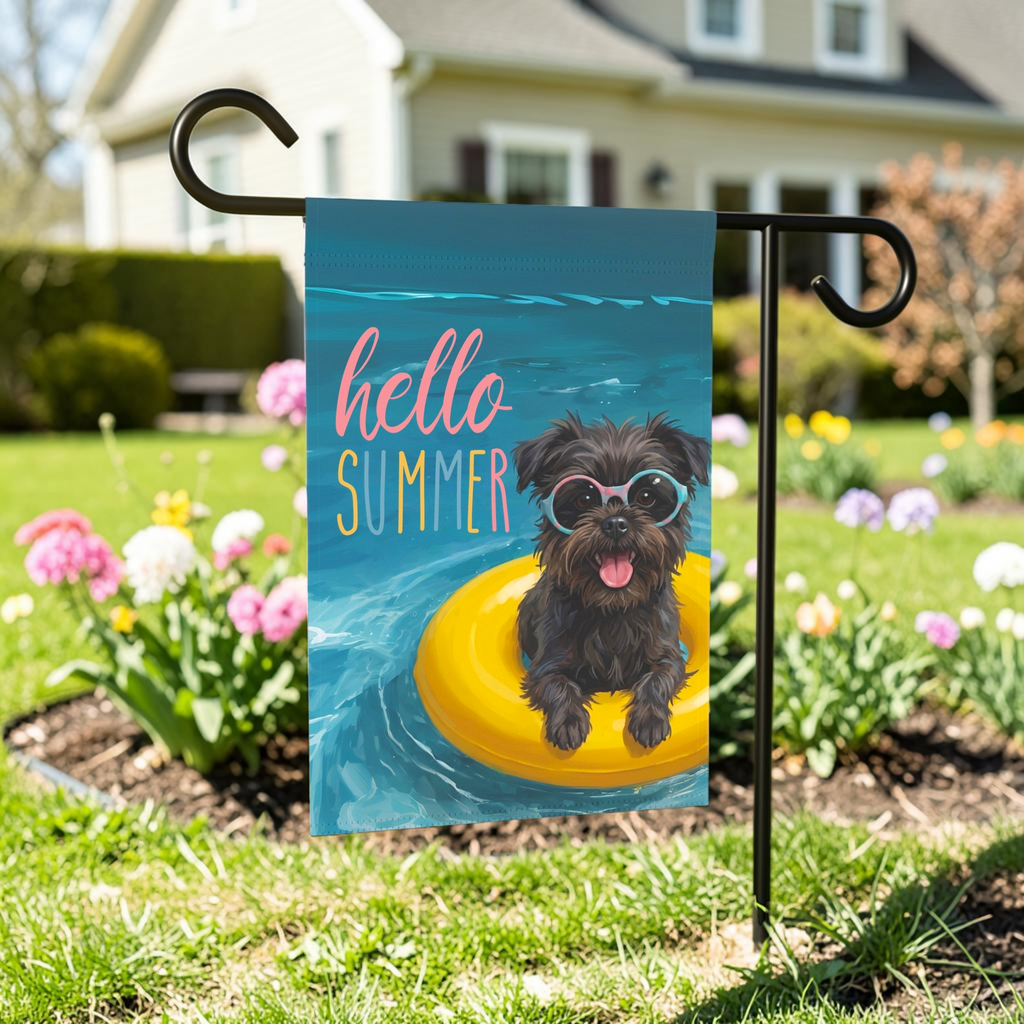 Hello Summer Affenpinscher Garden Flag