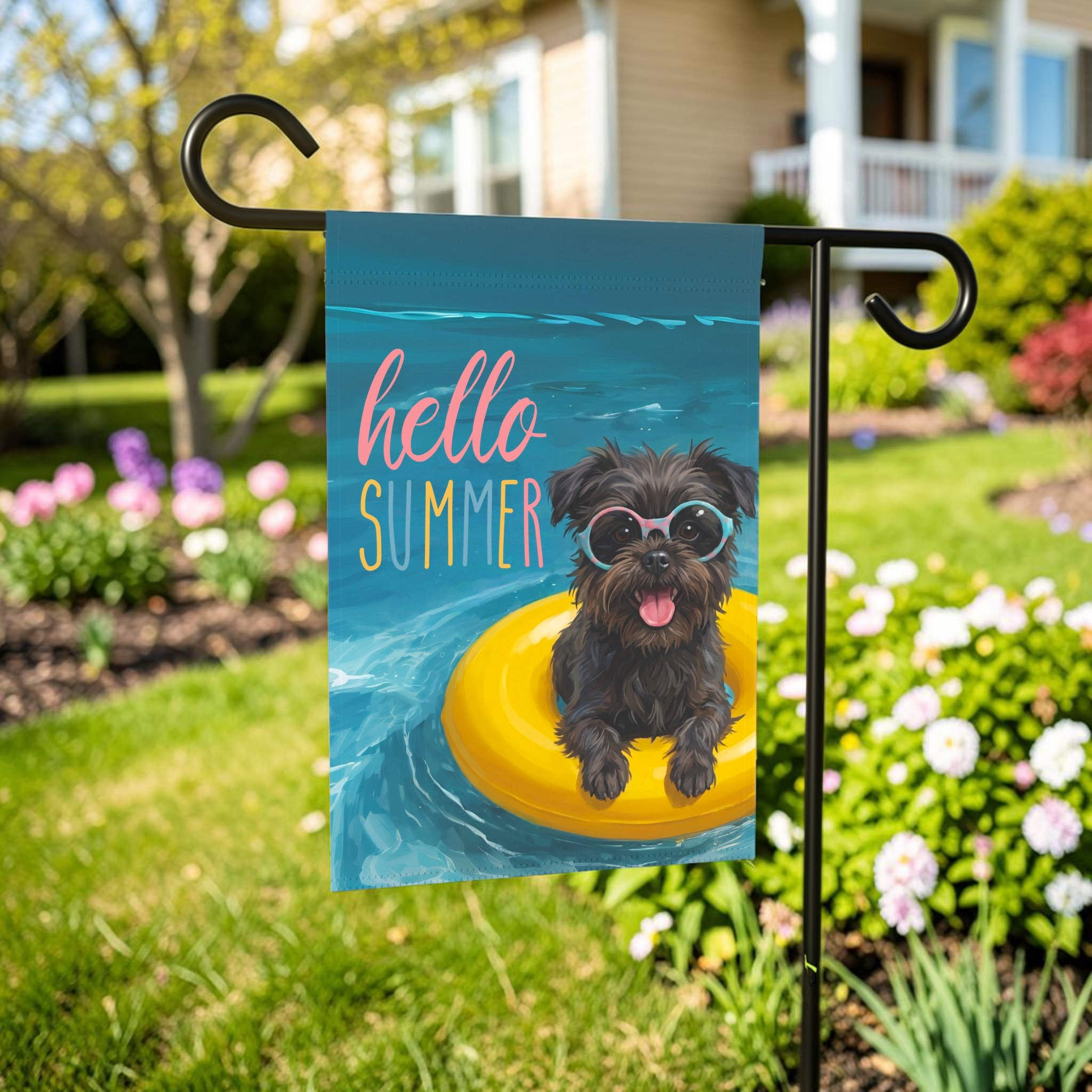 Hello Summer Affenpinscher Garden Flag