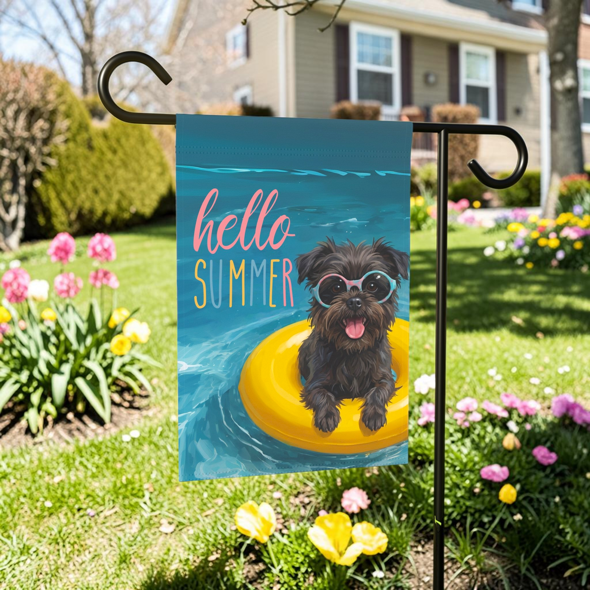 Hello Summer Affenpinscher Garden Flag