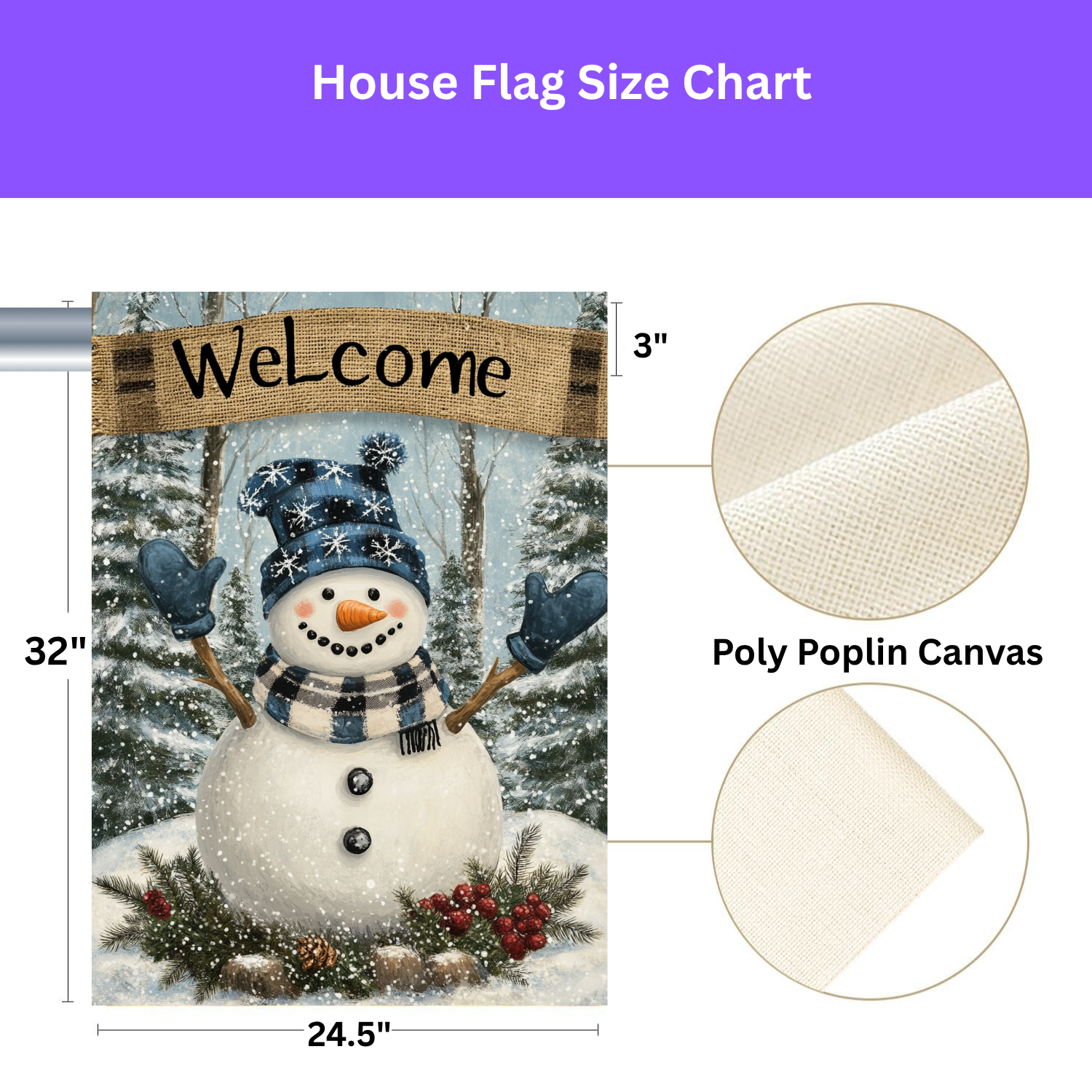 Blue Hat Snowman Welcome Garden Flag