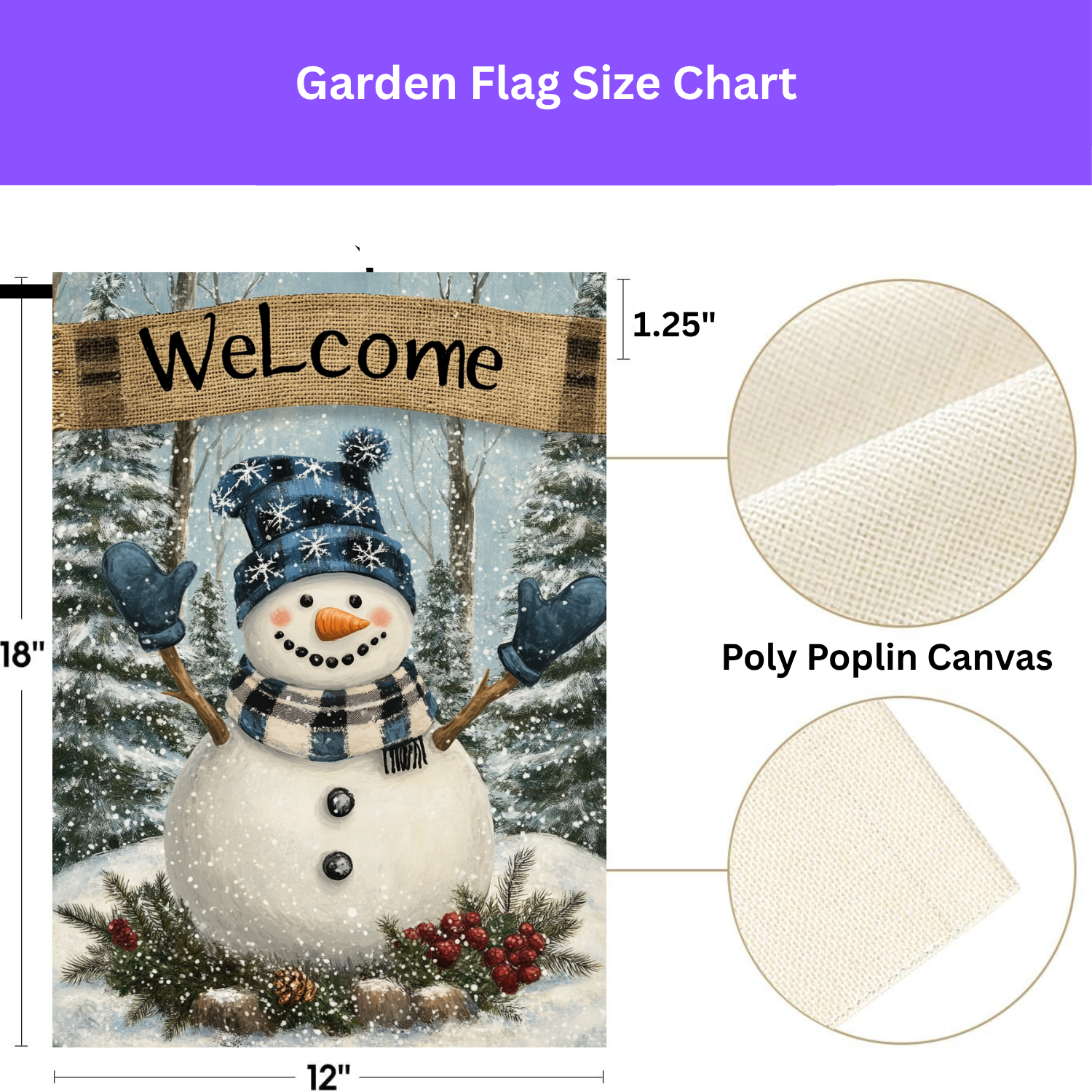 Blue Hat Snowman Welcome Garden Flag