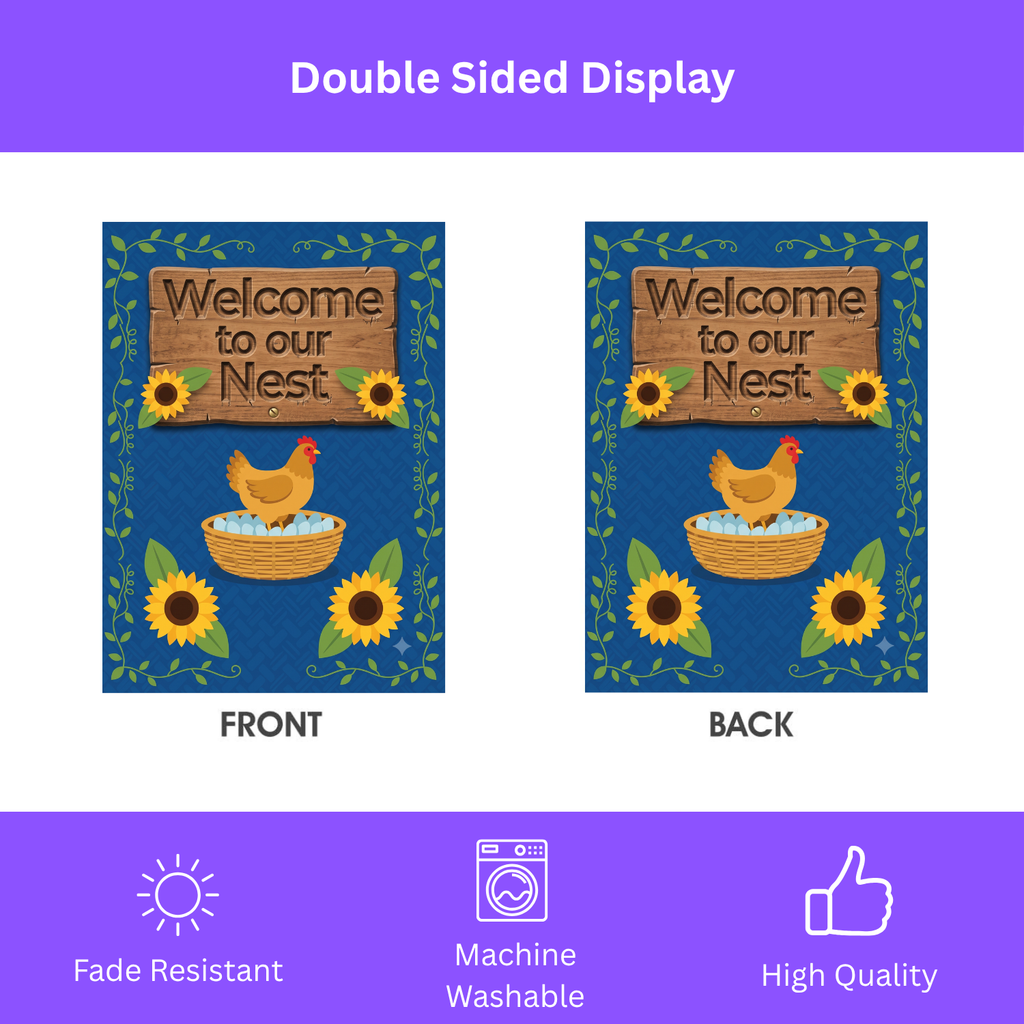 Welcome to Our Nest Garden Flag Double Sided 12x18 24x32 Outdoor