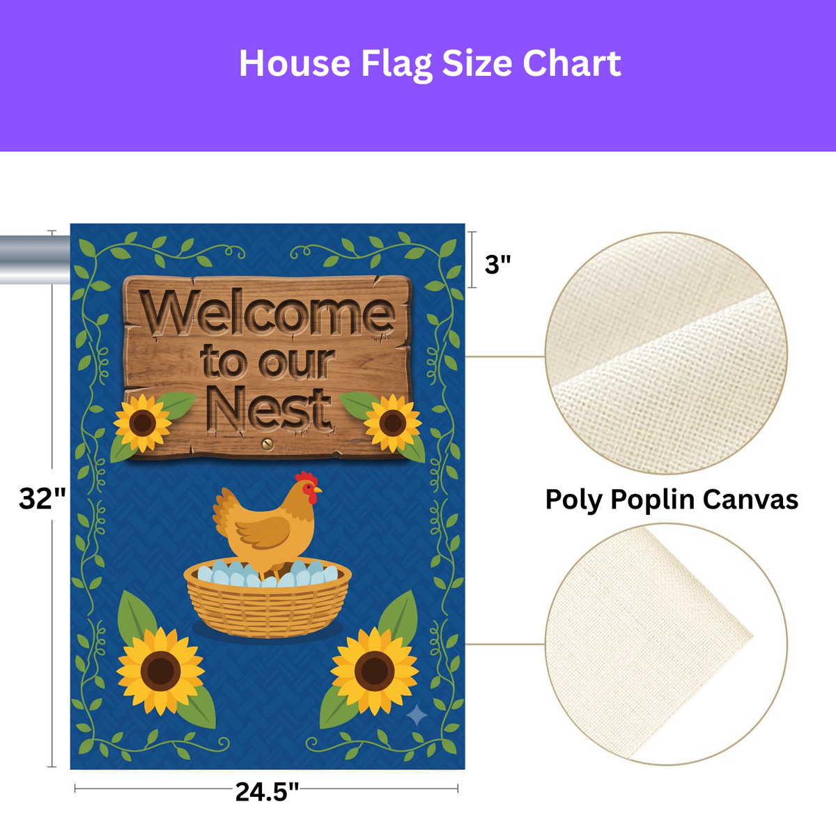 Welcome to Our Nest Garden Flag Double Sided 12x18 24x32 Outdoor